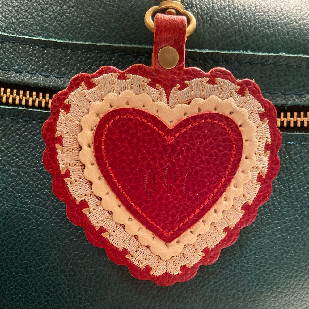 Portland Leather Sweetheart Chili Red Heart Bag Flair Bag Charm - NEW
